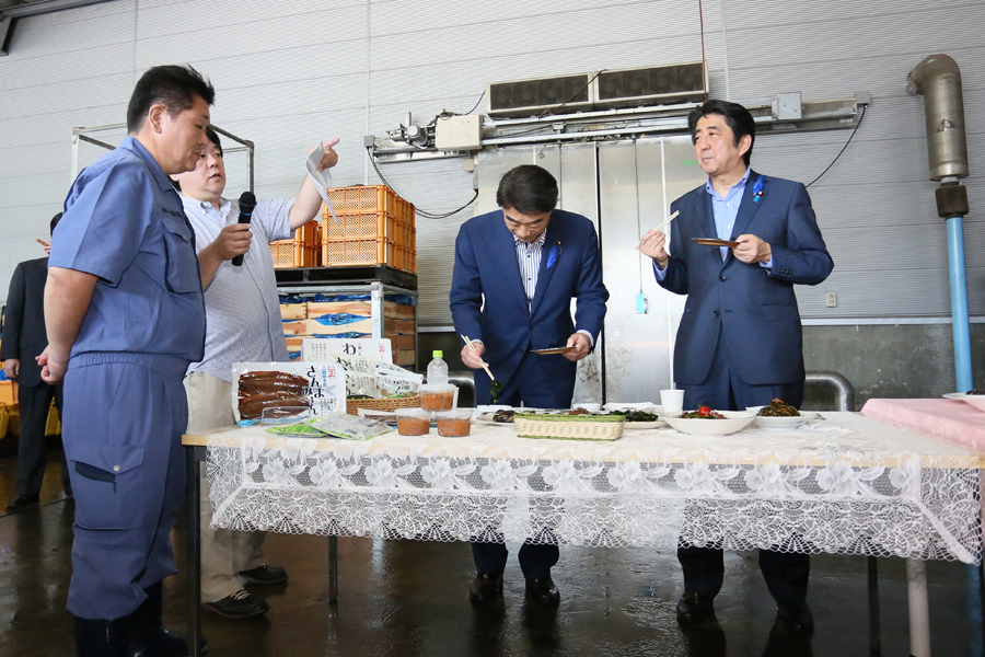 安倍总理为了把握东日本大地震的复兴情况访问了岩手县。