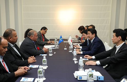 安倍总理出席了在福岛县磐城市举行的第8届太平洋岛国峰会（PALM8）。
