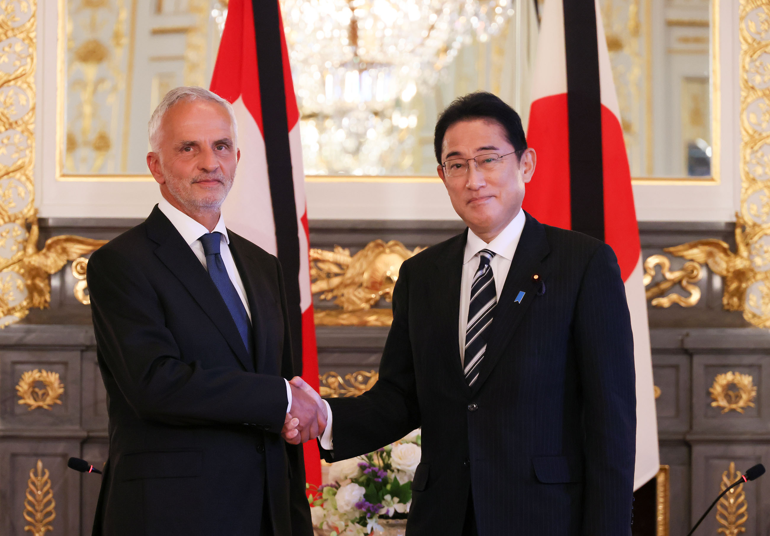 ブルカルテール元スイス連邦大統領と会談する岸田総理１