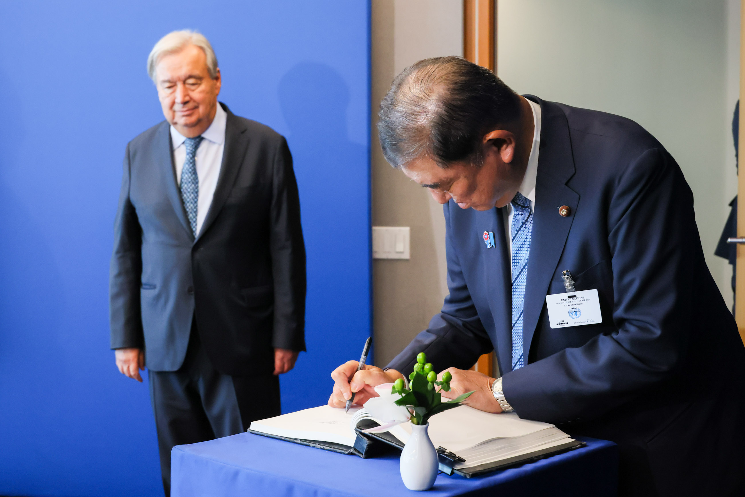 グテーレス国連事務総長と会談する石破総理１