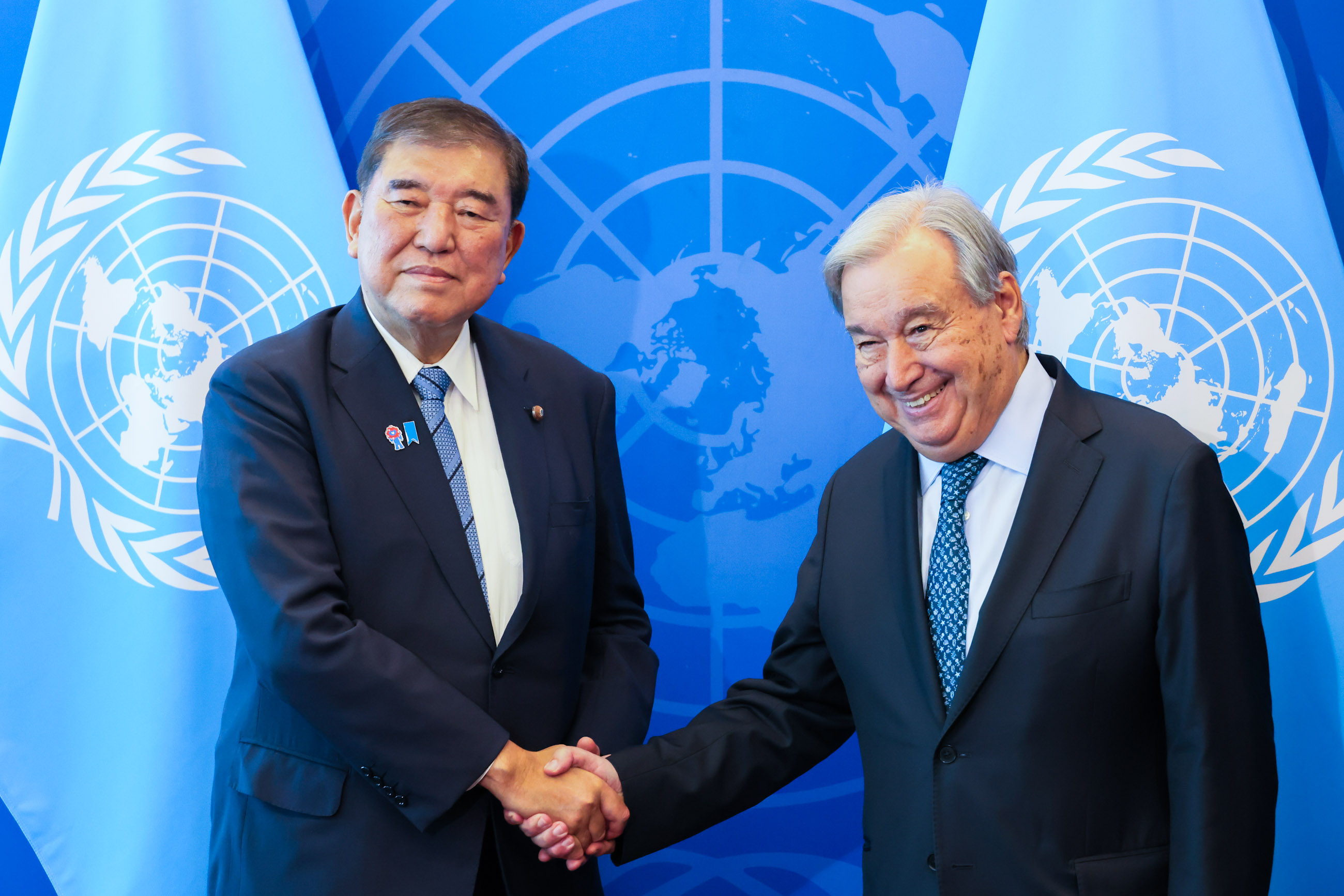 グテーレス国連事務総長と会談する石破総理２