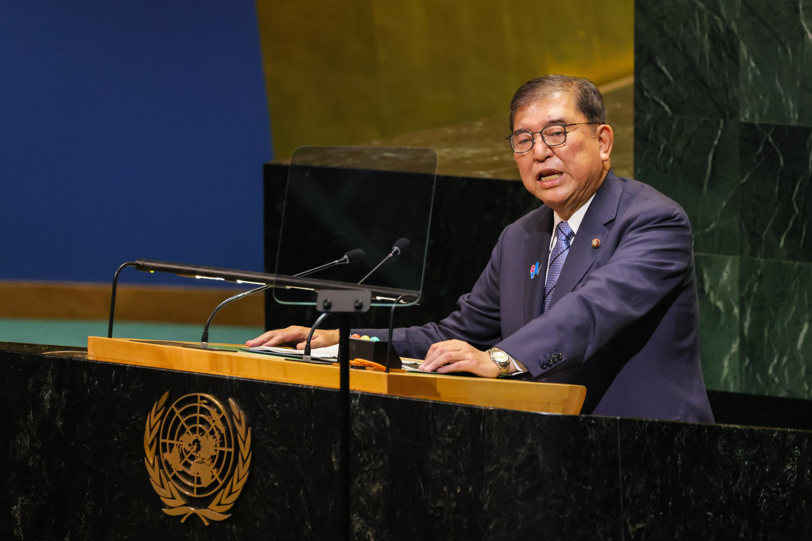 国連総会議場で一般討論演説を行う石破総理６