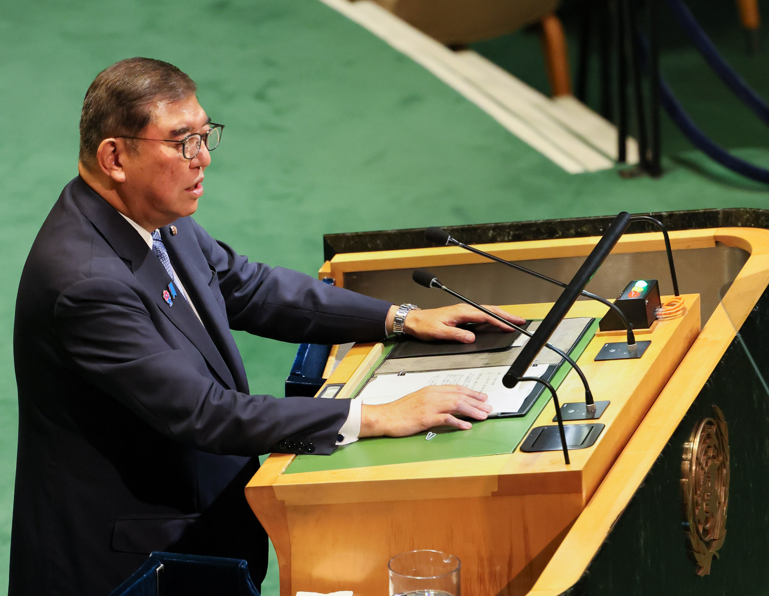 国連総会議場で一般討論演説を行う石破総理７