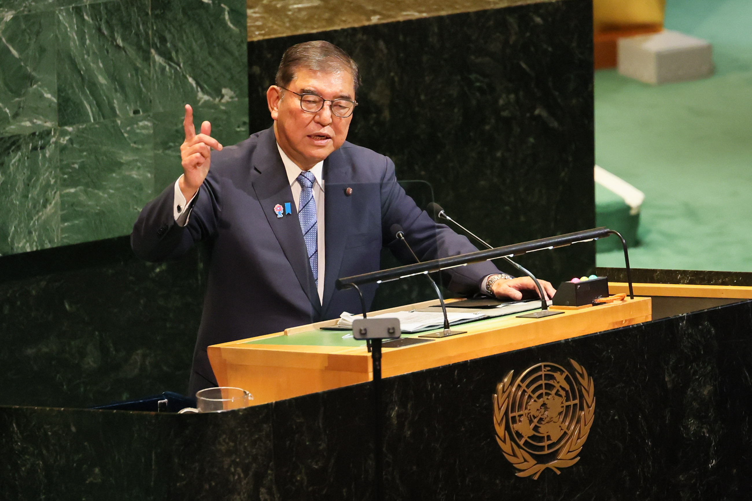 国連総会議場で一般討論演説を行う石破総理８