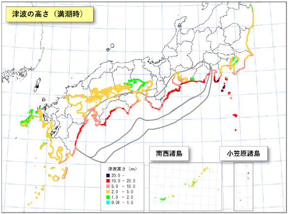 南海トラフ巨大地震の津波高:津波ケース