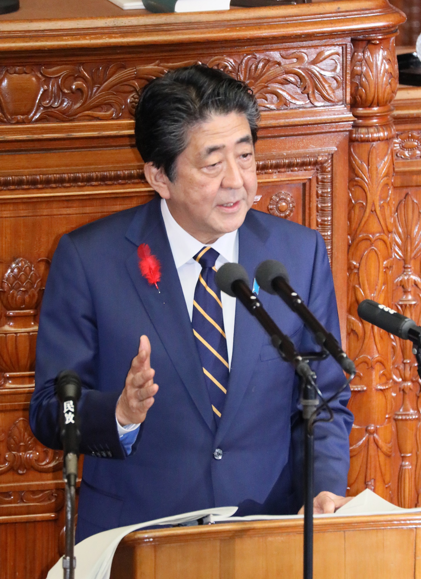 衆議院本会議で所信表明演説を行う安倍総理６