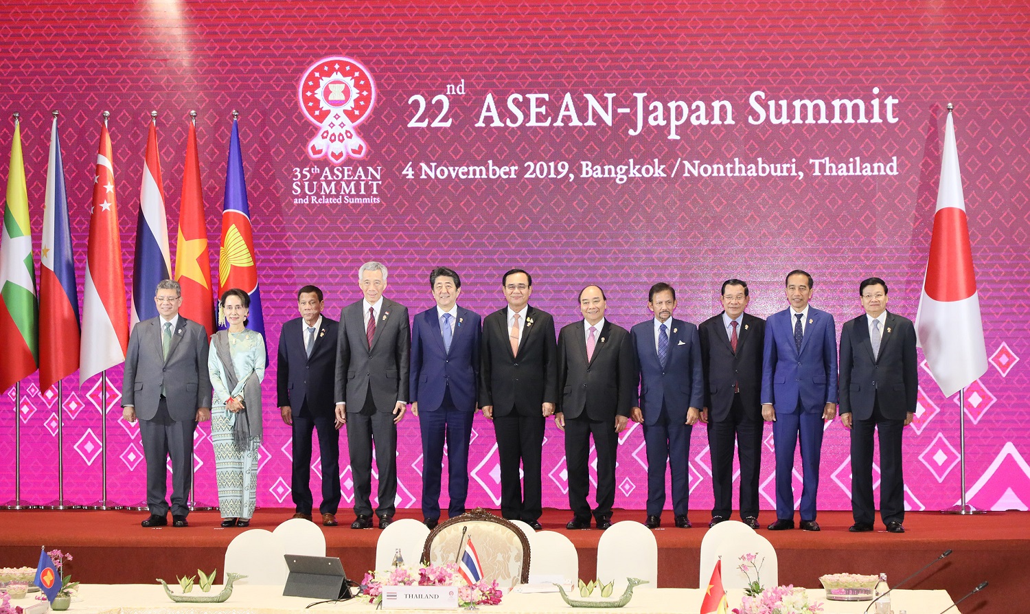 日・ＡＳＥＡＮ首脳会議での写真撮影に臨む安倍総理２