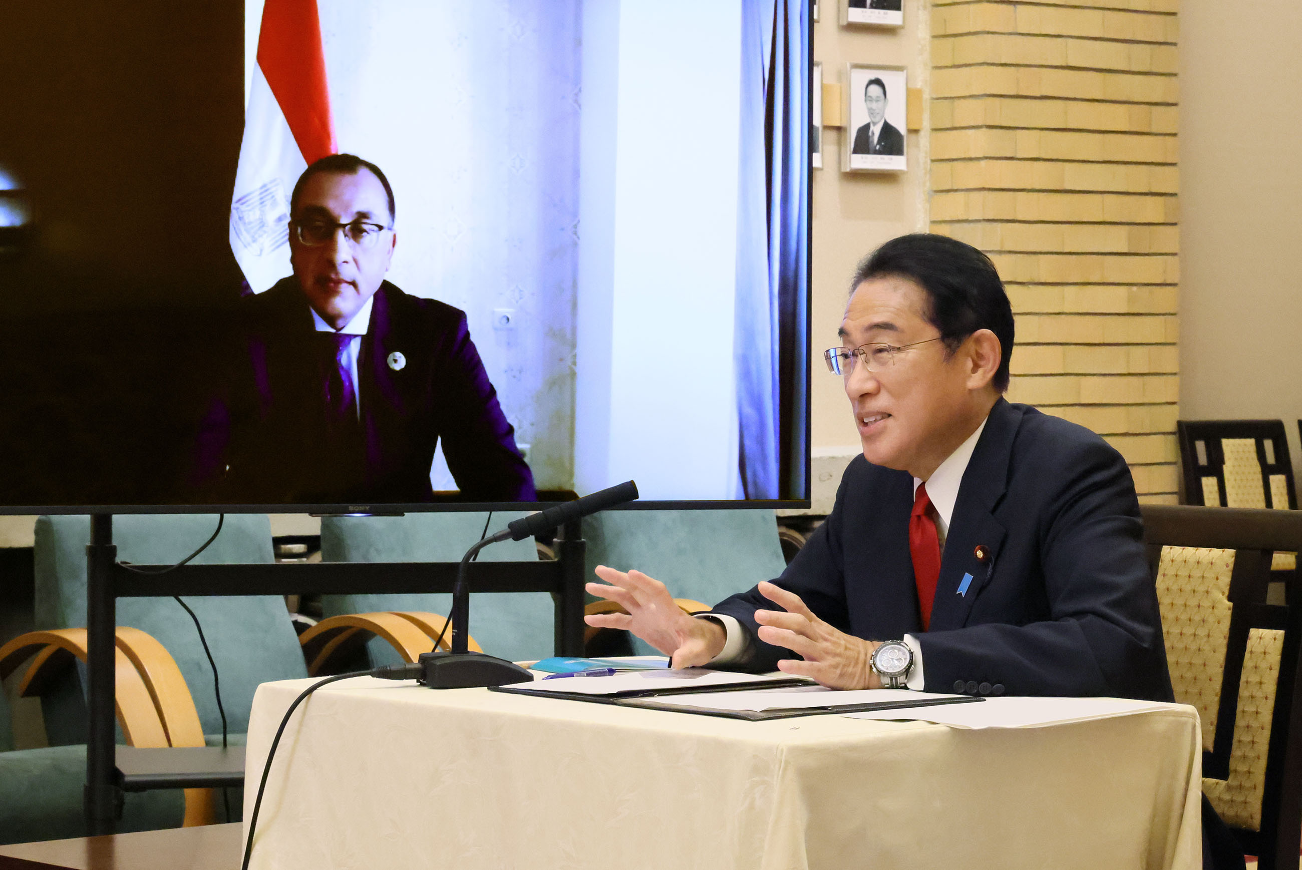 日・エジプト首脳テレビ会談１