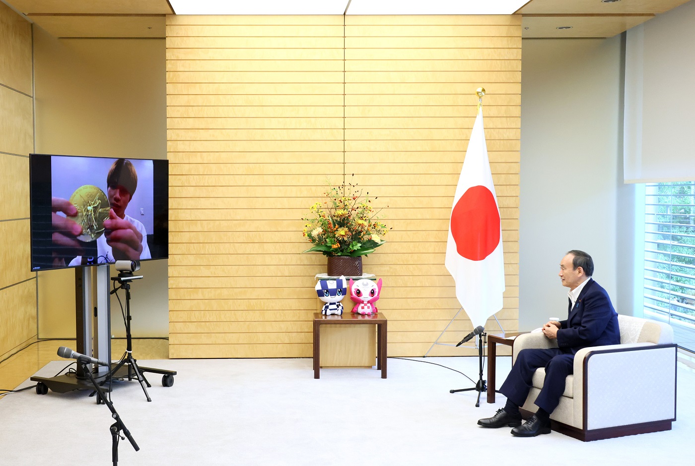 堀米選手と面会する菅総理２