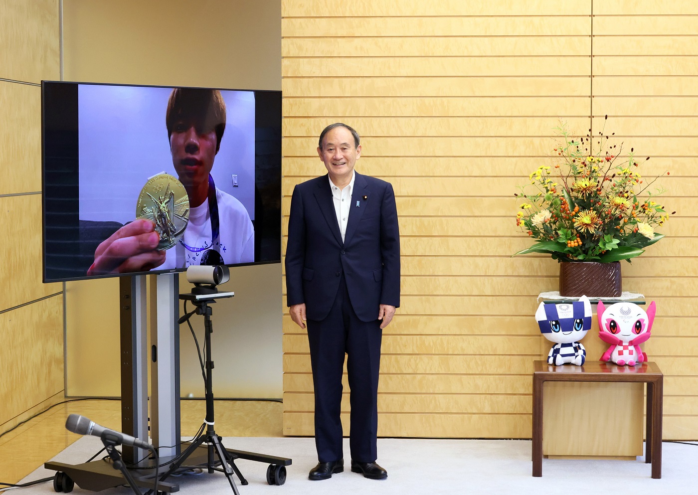 堀米選手と面会する菅総理３