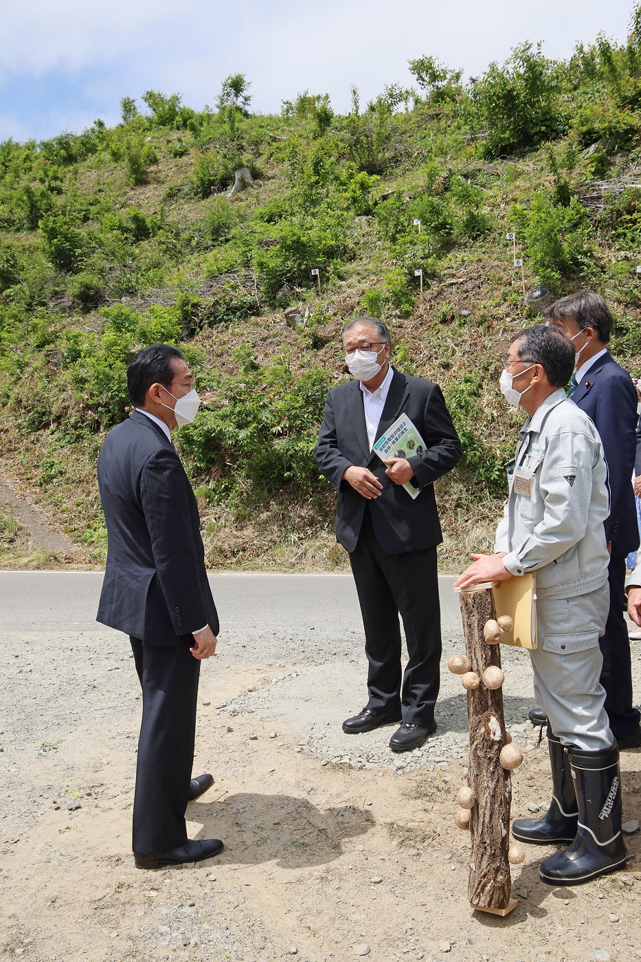 里山再生現場を視察する岸田総理３