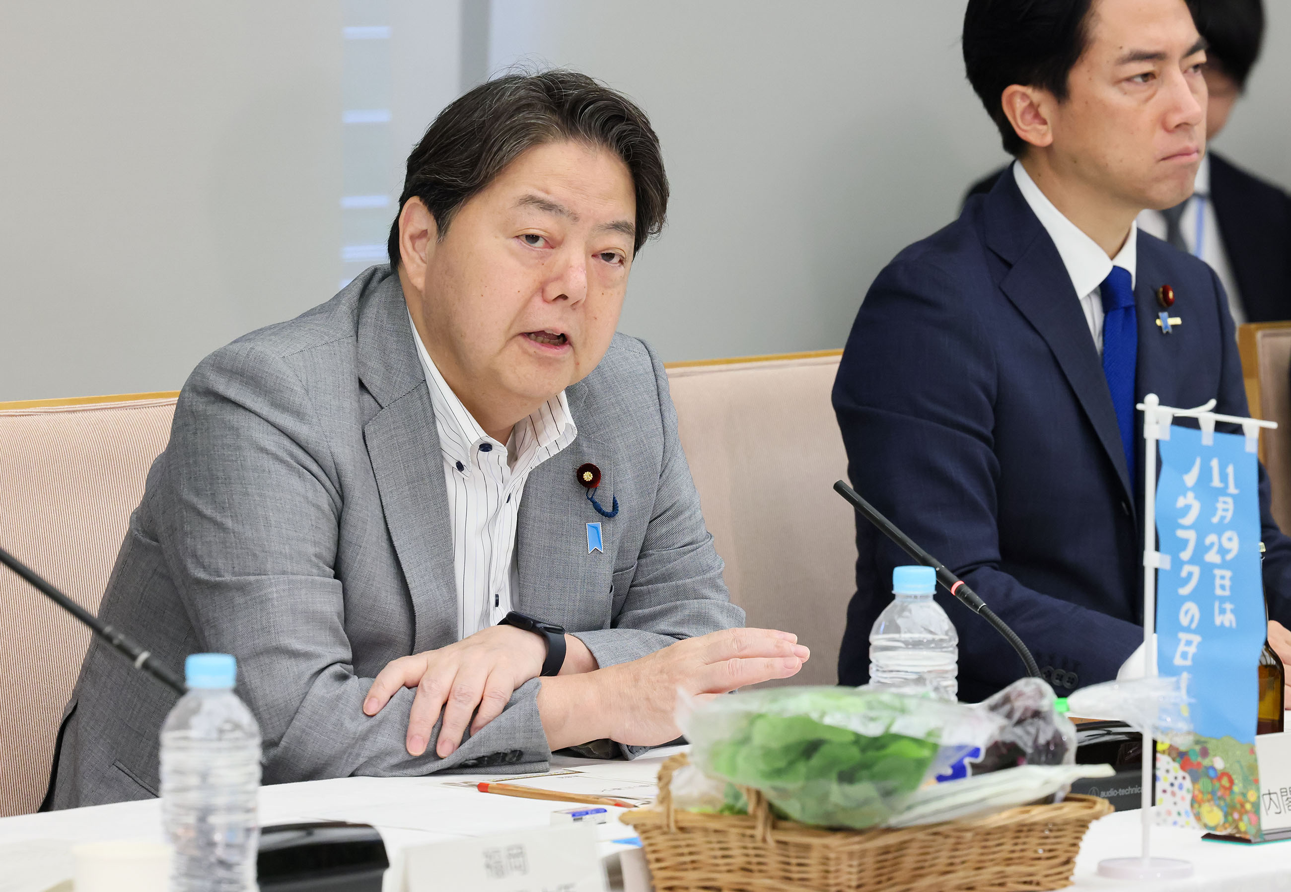 会議のまとめを行う林官房長官１