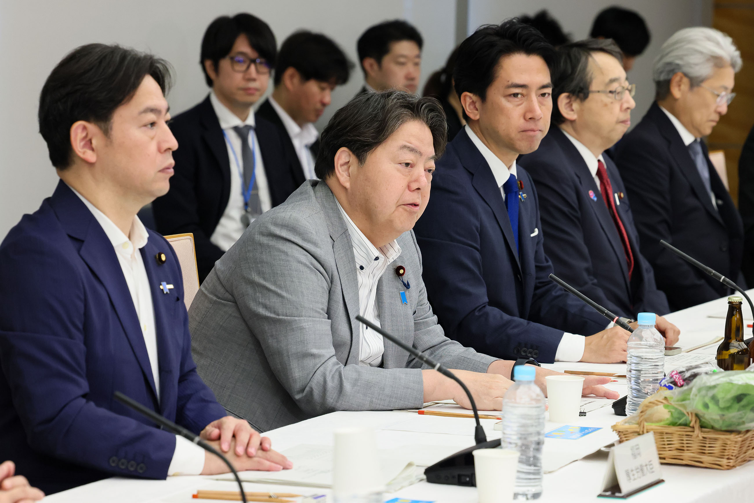 会議のまとめを行う林官房長官２