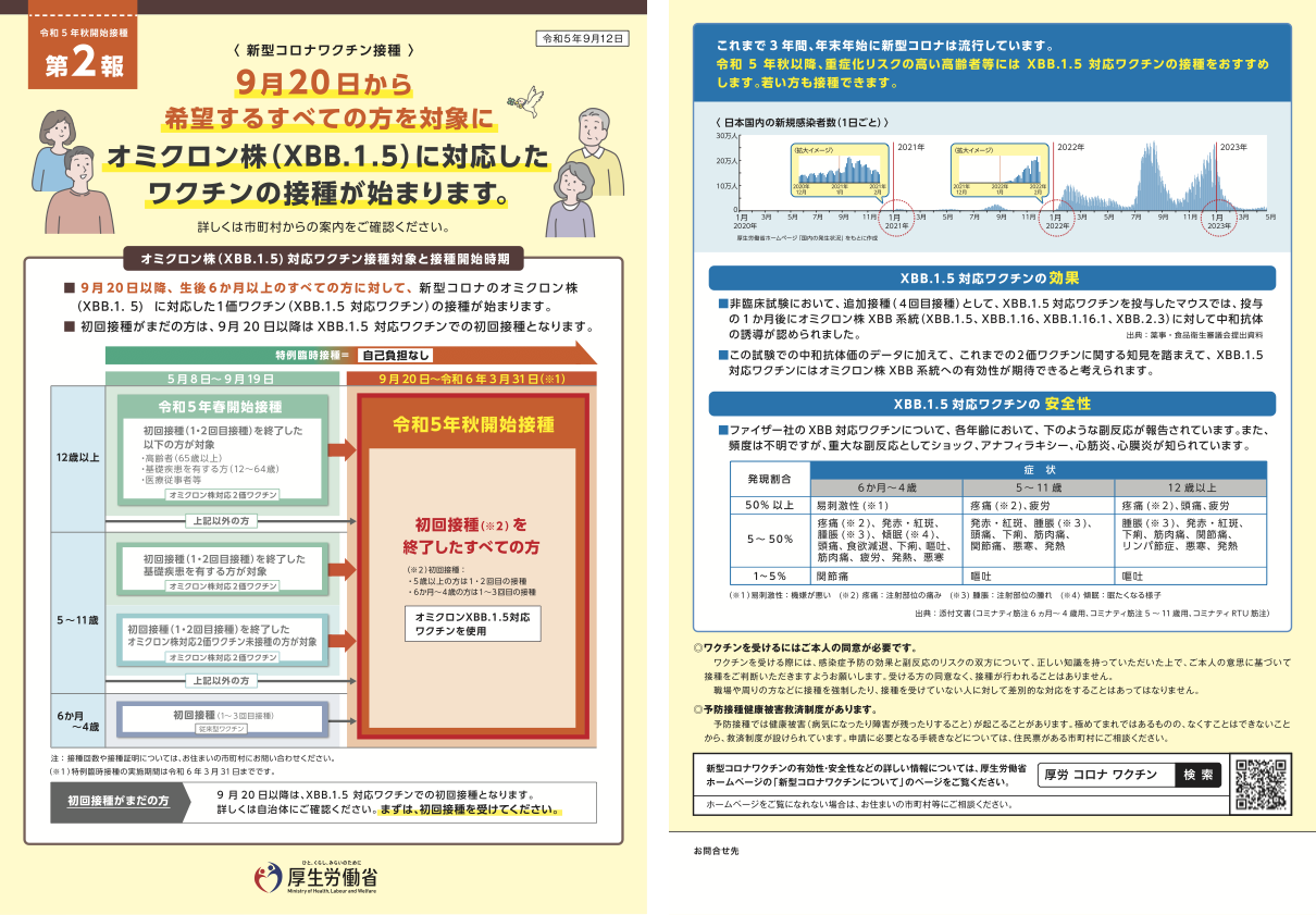 令和５年秋開始接種についてのお知らせ２